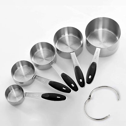 EDELIN Measuring Cups and Magnetic Measuring Spoons Set, Stainless Steel 5 Cups - Image 3