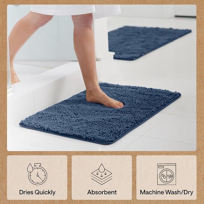 GORILLA GRIP Bath Rug Mat 30x20, Thick Soft Absorbent Chenille, Quick Dry - Image 7