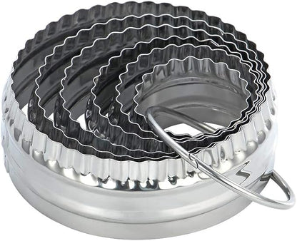Fluted Cookie Cutters- Round Biscuit Cutters Set of 6 Pieces, Double Sided by SurgeHai