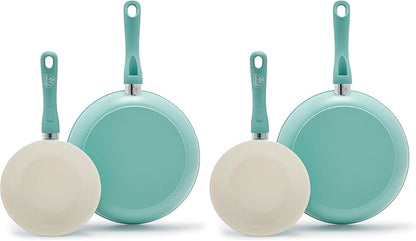 GreenLife Non Stick Fry Pan Set 7" & 10", Non-Toxic PFAS-Free Ceramic Skillet by GreenLife