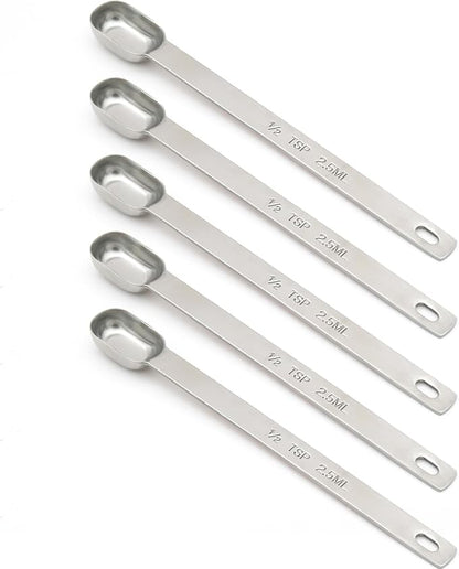 5PCS 1/2tsp Single Measuring Spoon, Stainless Steel Long Handle Individual by BERYLER