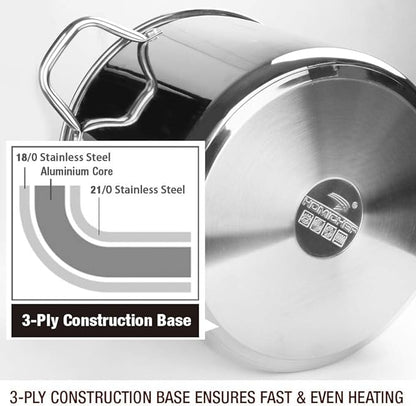 HOMICHEF Stock Pot 6 Quart Nickel Free Stainless Steel - 6 Qt Soup Pot - Small - Image 5
