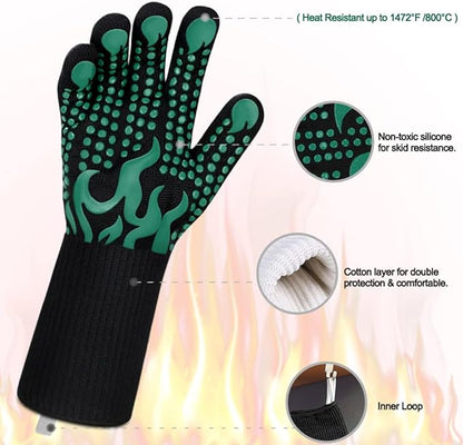 Comsmart BBQ Gloves, 1472 Degree F Heat Resistant Grilling Gloves Silicone - Image 4