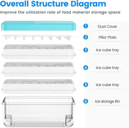Ice Cube Tray with Lid and Bin, PHINOX 96 pcs Ice Trays - Image 7