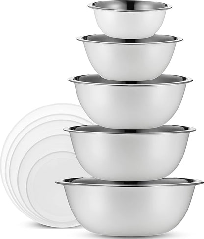 WHYSKO Stainless Steel Mixing Bowl Set, 10 Piece Stainless Steel Mixing Bowls by WHYSKO