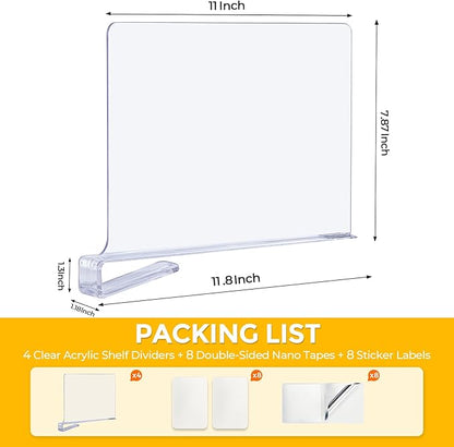 JOY DECOR 6 Pack Acrylic Clear Shelf Dividers - Image 2