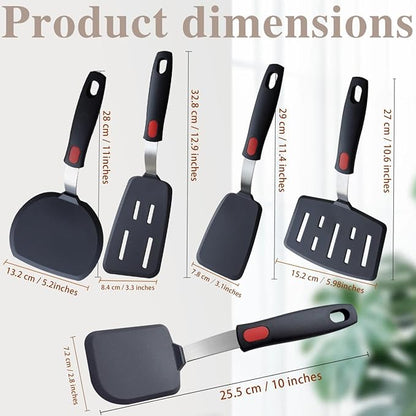 Silicone Spatula Set Turner, 600°F Heat Resistant Kitchen Cooking Utensils Set - Image 2