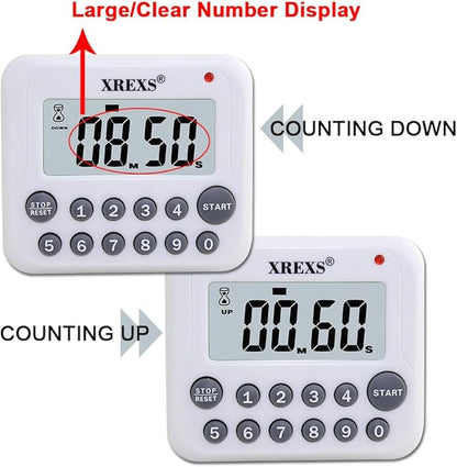 XREXS Digital Kitchen Timer Magnetic Countdown Up Cooking Timer Clock - Image 2