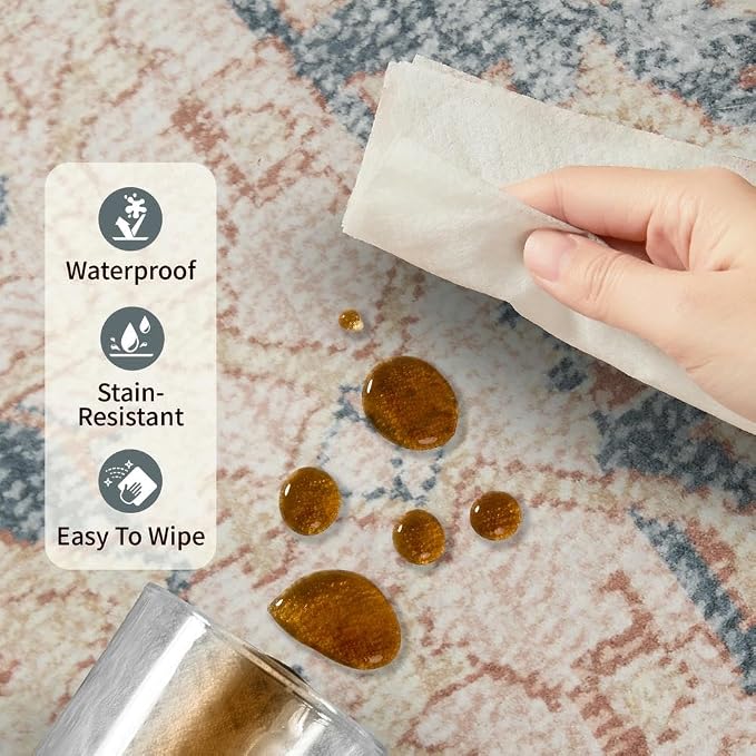 Rugxara 10x14 Area Rugs for Living Room Bedroom, Large Washable Rug, Coral - Image 8