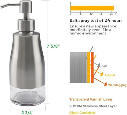 Gaussra Soap Dispenser with Coaster and Stickers, Brushed Nickel Stainless - Image 4
