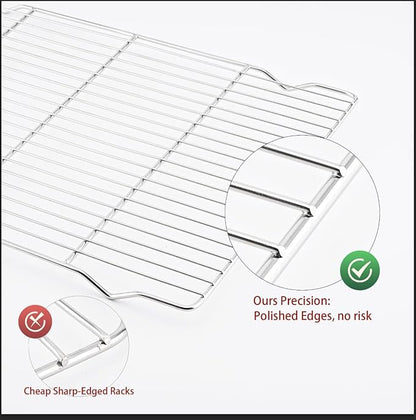 2-Pack Cooling Racks for Baking, 10x15 Inch Heavy Duty Stainless Steel Wire - Image 4