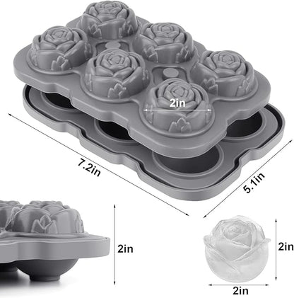 Ice Cube Tray, Mikiwon 2 inch Rose Ice Cube Trays - Image 2