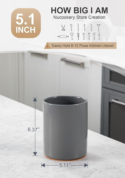 Nucookery Utensil Holder, 6.4" Ceramic Kitchen Utensil Holder - Image 2
