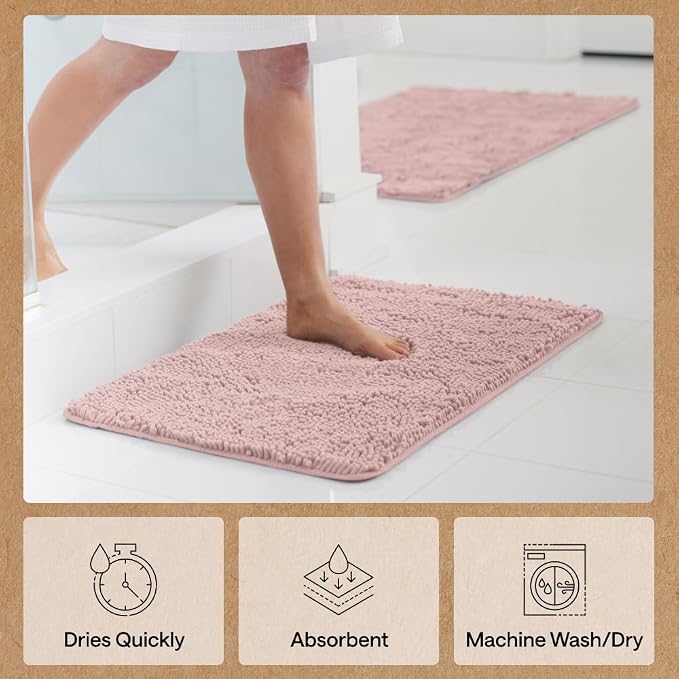 GORILLA GRIP Bath Rug Mat, Thick Soft Absorbent Chenille, Quick Dry Microfiber - Image 7