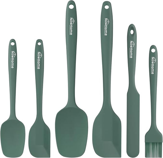 NileHome Silicone Spatula Set, 6 Pieces Food Grade Kitchen Utensils by NileHome