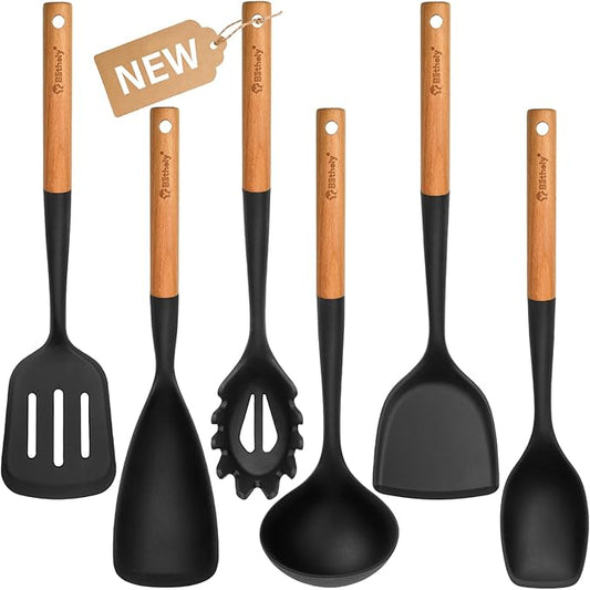 Large Silicone Kitchen Utensils Set, Heat Resistant and BPA Free Silicone by Blithely