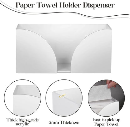 2PCS White Paper Towel Dispenser Countertop, AcrylicPaper Towel Holder - Image 4