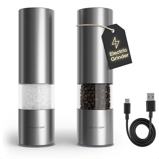 LARS NYSØM Electric Salt and Pepper Grinder Set I Automatic Salt and Pepper by LN