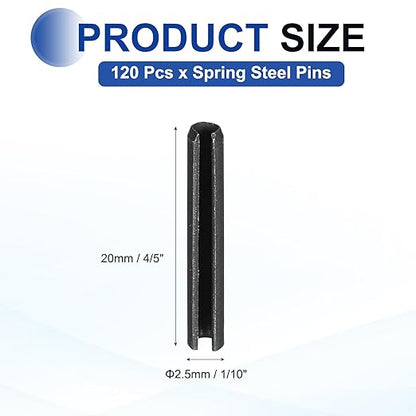 MECCANIXITY 120Pcs Slotted Split Roll Pins 1/10 Inch Dia. 4/5 Inch Length 65Mn - Image 2
