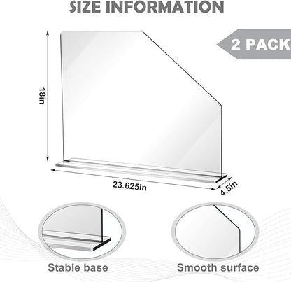 Vesici 2 Pcs Clear Acrylic Sink Splash Guard Freestanding Panel Barrier - Image 2