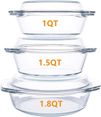 Set of 6 Pieces Round Tempered Glass Casserole Dish - Image 3