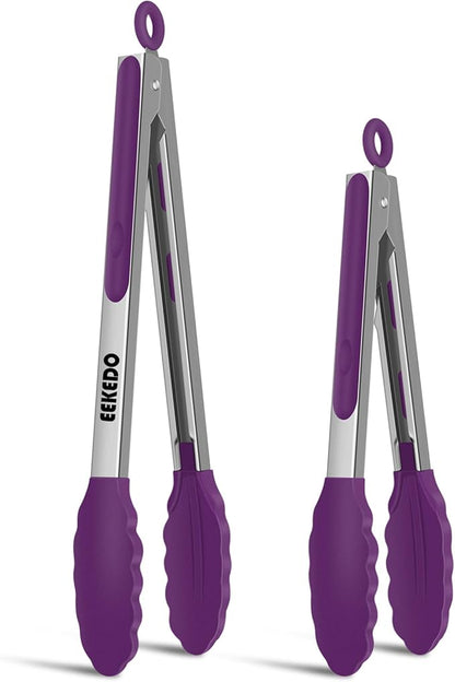 Tongs for Cooking, 600ºF High Heat-Resistant Stainless Steel Kitchen Tongs by EEKEDO