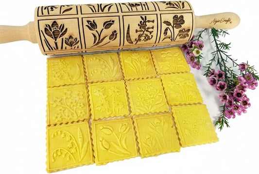 SPRING FLOWERS Embossing Rolling Pin by ALGISCRAFTS