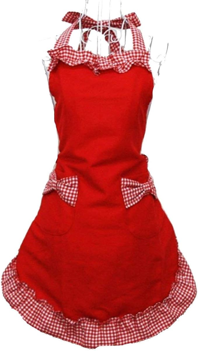 Hyzrz Cute Fashion Cotton Red Aprons - Image 2
