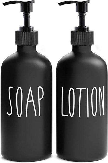 MOMEEMO Matte Black Soap Dispenser Bathroom Set, Contains Lotion and Hand Soap by MOMEEMO