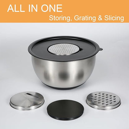 GreatChef Mixing Bowls Stainless Steel Set of 9-1.5, 5QT Bowl and Graters - Image 3