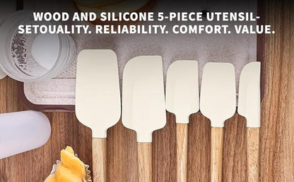 Ptanexx 5-Pcs Wooden Handle Silicone Spatula Set - Image 8