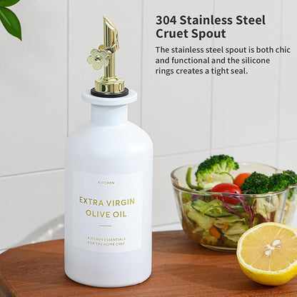 HOMCDALY Olive Oil Dispenser for Kitchen, 11.8oz Glass kitchen Dispenser Bottle - Image 7