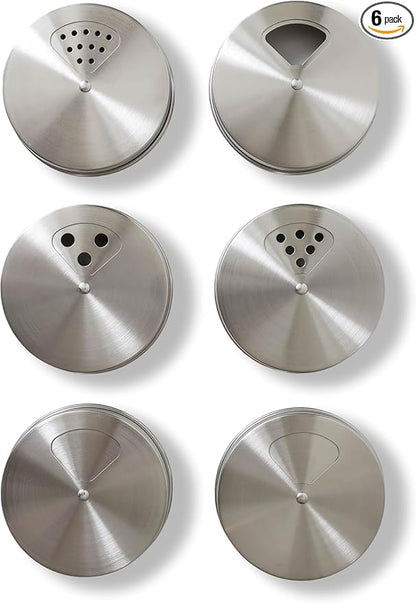 Mason Jar Spice Shaker Lids Stainless Steel – 6 Pack Adjustable Spice Lids by Unknown