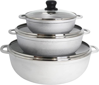 IMUSA Caldero Stock Pot with Glass Lid 3pc Set, 1.5/3.5/7 QT, Cast Aluminum by VisitIMUSA