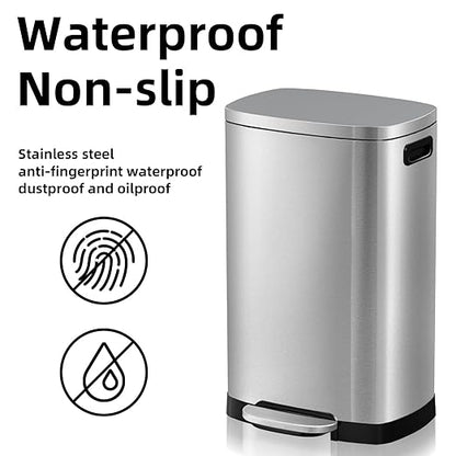 KdbK 13 Gallon Trash Can with Lid, 50L Fingerprint Proof Stainless Steel - Image 5