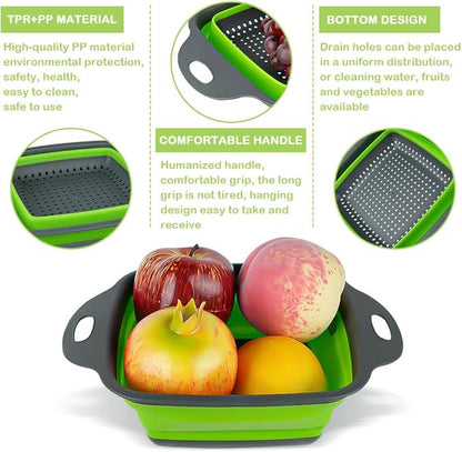 AUAUY 2 PCS Collapsible Colander Set, Square Silicone Folding Colander - Image 4
