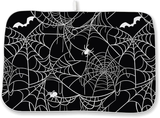 Halloween Dish Drying Mat 18 x 24 Inch Bat Spider Web Drying Mat by Sorktse