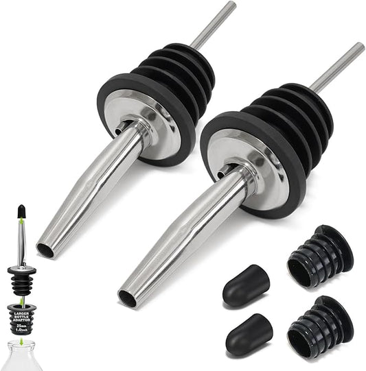 2PCS Stainless Steel Pourers, Speed Wine Bottle Pourer, Olive Oil and Vinegar by BALTRE