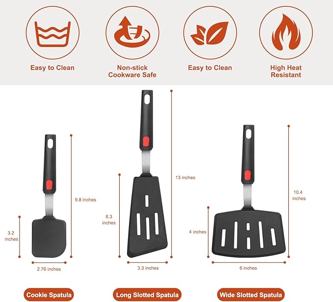 Hotec Silicone Spatula Turner for Nonstick Cookware, Cooking Spatulas 600°F - Image 2