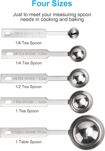 5PCS OstWony Measuring Spoons Set, Includes 1/8 tsp, 1/4 tsp, 1/2 tsp, 1 tsp - Image 2