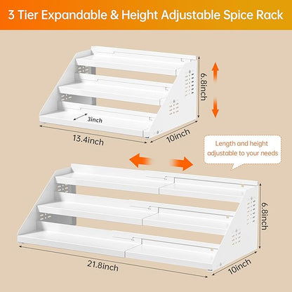 RCHYFEED Spice Rack Organizer for Cabinet, Expandable 3 Tiered Spice Rack - Image 5