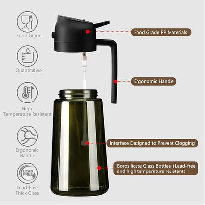 SWEET VIEW 2PCS Olive Oil Dispenser and Oil Sprayer – 16oz/470ml Glass - Image 5