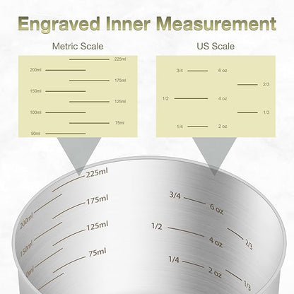 2PCS 1Cup Single Measuring Cup, Etched Inner Scale Stainless Steel Measure Scoop - Image 3