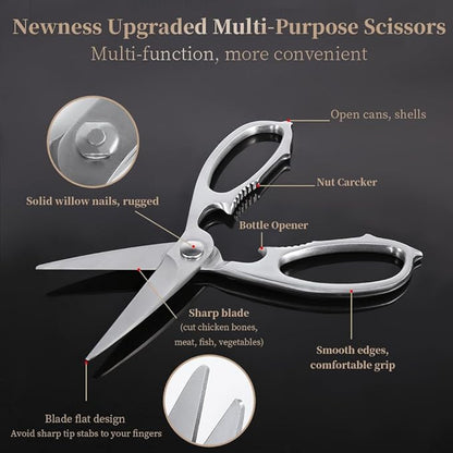 Newness Multi-Purpose Kitchen Scissors, Premium Stainless Steel Solid Kitchen - Image 5