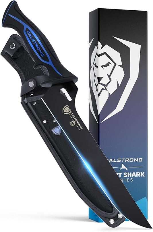Dalstrong Slicing & Carving Fillet Knife - 10 inch - Night Shark Series-7CR17MOV High Carbon Steel-Titanium Coated-Fillet Knife for Fish & Meat Slicer - Polypropylene Handle - Sheath- NSF Certified