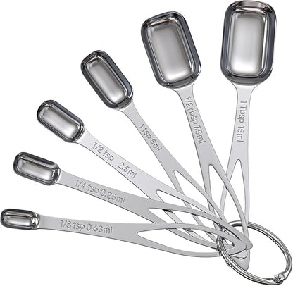 6PCS Narrow Measuring Spoons Set, Stainless Steel Measuring Spoon Fits in Spice by CreateHarmonyWithYourPet