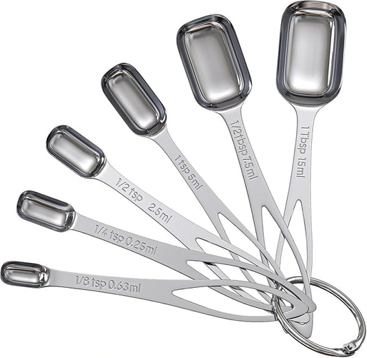 6PCS Narrow Measuring Spoons Set, Stainless Steel Measuring Spoon Fits in Spice by CreateHarmonyWithYourPet