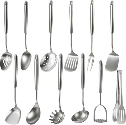 Newness 12 Pcs Cooking Utensils Set, 304 Stainless Steel Kitchen Utensils Set by NewnessFocusOnStainlessSteel