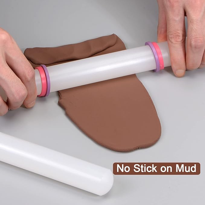 HARFINGTON Fondant Rolling Pin 9 Inch x 0.98 Inch Adjustable Guide Rings - Image 5