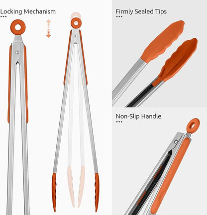 600ºF Heat Resistant Kitchen Tongs: U-Taste 16 inch Extra Long Large Silicone - Image 6